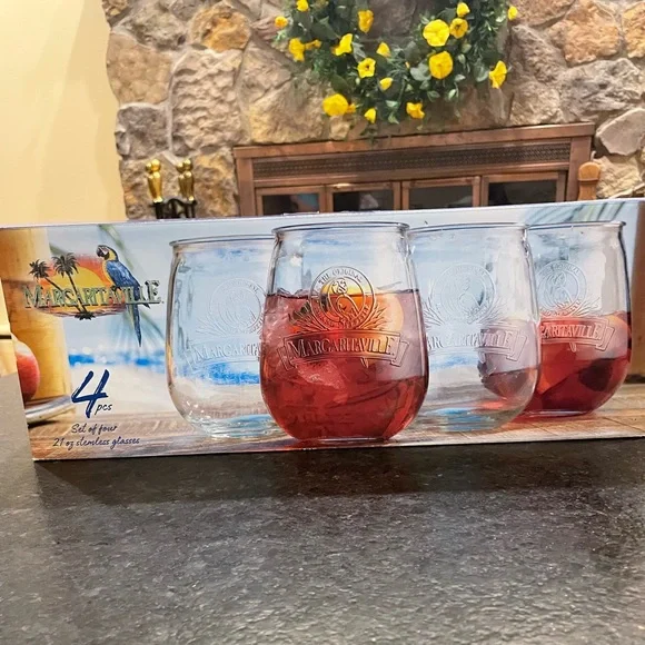 4 Margaritaville stemless glasses - Picture 2 of 3